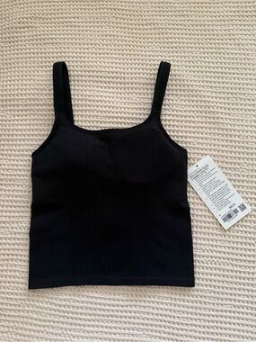NWT Lululemon Black Ribbed Square-Neck Tank Top